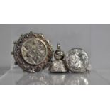 A Victorian Silver Brooch of Circular Stepped Form Together, Unmarked and with Resoldered Pin