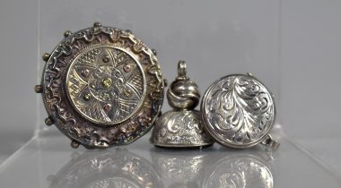 A Victorian Silver Brooch of Circular Stepped Form Together, Unmarked and with Resoldered Pin