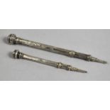 Two Silver Sliding Pencils, One Hallmarked for Chester 1893 by F.C.B and the other with Birmingham