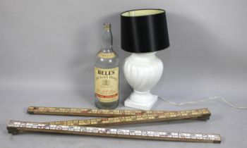 A Collection of Sundries to Include Surveyors Folding Staff, 4.5lt Bells Bottle and Vase Shaped