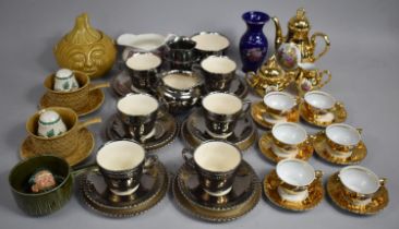 A Collection of Various Ceramics to Comprise Lustre Tea Set, Gilt Coffee etc etc