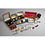 A Collection of Various Gents Items to Comprise Cased and Loose Cufflinks, Tie Clips etc