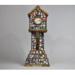A Pique Assiette Miniature Long Case Clock with Clock Work Movement, 41cm high, Base Plaque