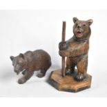 Two Vintage Carved Wooden Black Forest Bears, Standing Example 11.5cm high