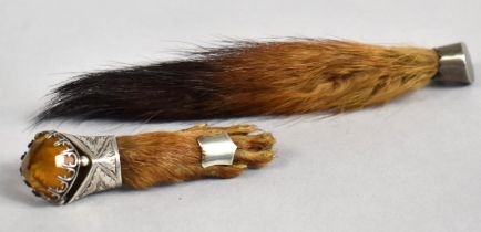 A Silver Mounted Squirrels Tail, Hallmark for Birmingham 1912 by Robert Chandler R.C., Together with