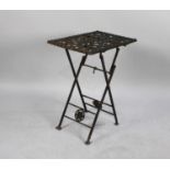 A Modern Folding Metal Wine Table, 43x28cm