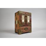 A Mid 20th Century Brass Mounted Chinese Collectors Cabinet, the Hinged Panelled Doors with Faux