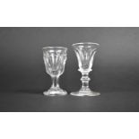A 19th Century Toastmasters Glass with Tapering Faceted Bowl and Flared Rim on Knopp Stem and