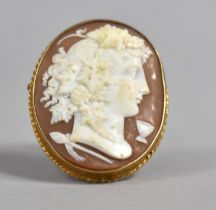 An Early 20th Century 9ct Gold Framed Cameo Brooch, 3.5x4.5cm