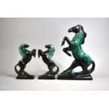 Three Glazed Terracotta Canadian Horse Figures from the Blue Mountain Collection, the Tallest 36cm