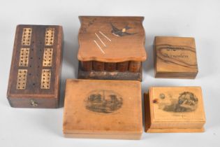 A Collection of Various Boxes to Include Mauchline Ware for "Lovers Seat" and Stratford Church,