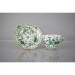 A Meissen Porcelain Cabinet Cup and Saucer, Green Floral Design with Gilt Highlights