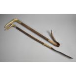 Two Vintage Bone Handled Ladies Riding Crops, One with Silver Band