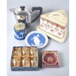 A Collection of Sundries to Include Jasperware, Silver Plated Teapot, Cheese Dish and