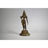 A Cast Patinated Bronze Study of a Thai Goddess, 24cm high