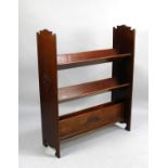A Mid 20th Century Mahogany Two Tier Book Rack, Moulded Decoration, 74cm Long and 91cm high