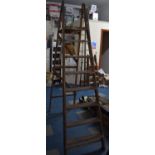 A Vintage Wooden Seven Step Step Ladder