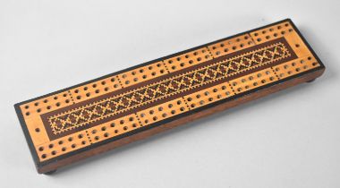 An Early/Mid 20th Century Tunbridge ware Cribbage Board with Geometric Inlay, 23cm Long