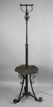 A Late 19th/Late 20th Century Wrought Iron Oil Lamp Stand, Now Converted to Electricity, Tripod
