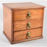 An Edwardian Mahogany Three Drawer Table Top Collectors Chest with Brass Drop Handles, 24cm x 18.5cm