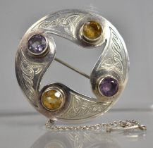 A Silver Scottish Brooch of Circular Form by William Dunningham & Co, Edinburgh Hallmark, 4.5cm