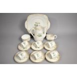 A Crown Staffordshire White Rose Coffee Set to Comprise Six Cans, Six Saucers, Cake Plate, Milk Jug,