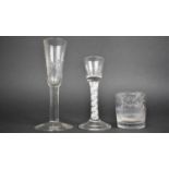 Three 19th Century Glasses to Comprise Cordial Glass with Bucket Bowl on Double Series Opaque