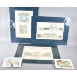 A Collection of Three Mounted but Unframed Architect Type Prints and Two French Lithographs by