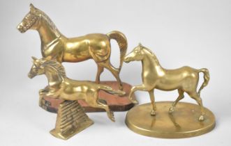 A Collection of Three Mid 20th Century Brass Horse Ornaments