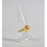 A 22ct Gold Ring with Central Citrine Stone Surmounting Band of Five White Stones, Stamped 916, Size