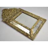 A Vintage Brass Ornate Wall Mirror, Some Loss of Silvering to Glass, 58cm x 32cm