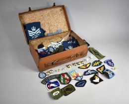 A Vintage Small Document Case Containing RAF and other World Air Force Badges, Buttons, Flashes etc