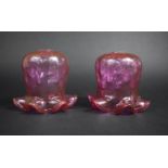 A Pair of Cranberry Glass Light Shades, 11.5cm high