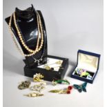 A Collection of Various Jewellery to Comprise Cat Brooch, Necklaces, Coalport Posey Suite,