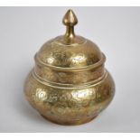 A Mid 20th Century Indian Brass Lidded Baluster Pot, the Base Inscribed Made in British India, 549J,