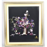 A Framed Silk Embroidery, Still Life of Flowers, 60x52