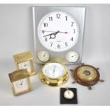 A Collection of Various Clocks, Barometers and a Stop Watch with War Department Stamp (Although