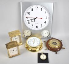 A Collection of Various Clocks, Barometers and a Stop Watch with War Department Stamp (Although