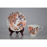 A 20th Century Japanese 'Mino Yaki' Type Porcelain Cup and Saucer of Reeded Form Decorated with