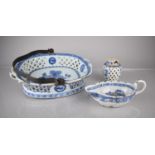 Three Pieces of 18th/19th Century Chinese Porcelain to Comprise Blue and White Pierced Basket with