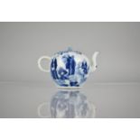 A 19th Century Chinese Porcelain Blue and White Teapot of Globular Form with Loop Handle and