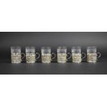 A Cased Set of Six Edward VII Silver Mounted Tot Glasses by Army and Navy Cooperative Society,