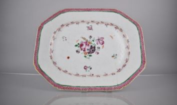 An 18th Century Chinese Porcelain Export Platter decorated with Central Floral Bursts and Pink