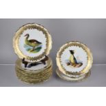 A Set of Twelve 20th Century Vienna Porcelain Plates, All Hand Painted with Gilt Scrolling Foliage