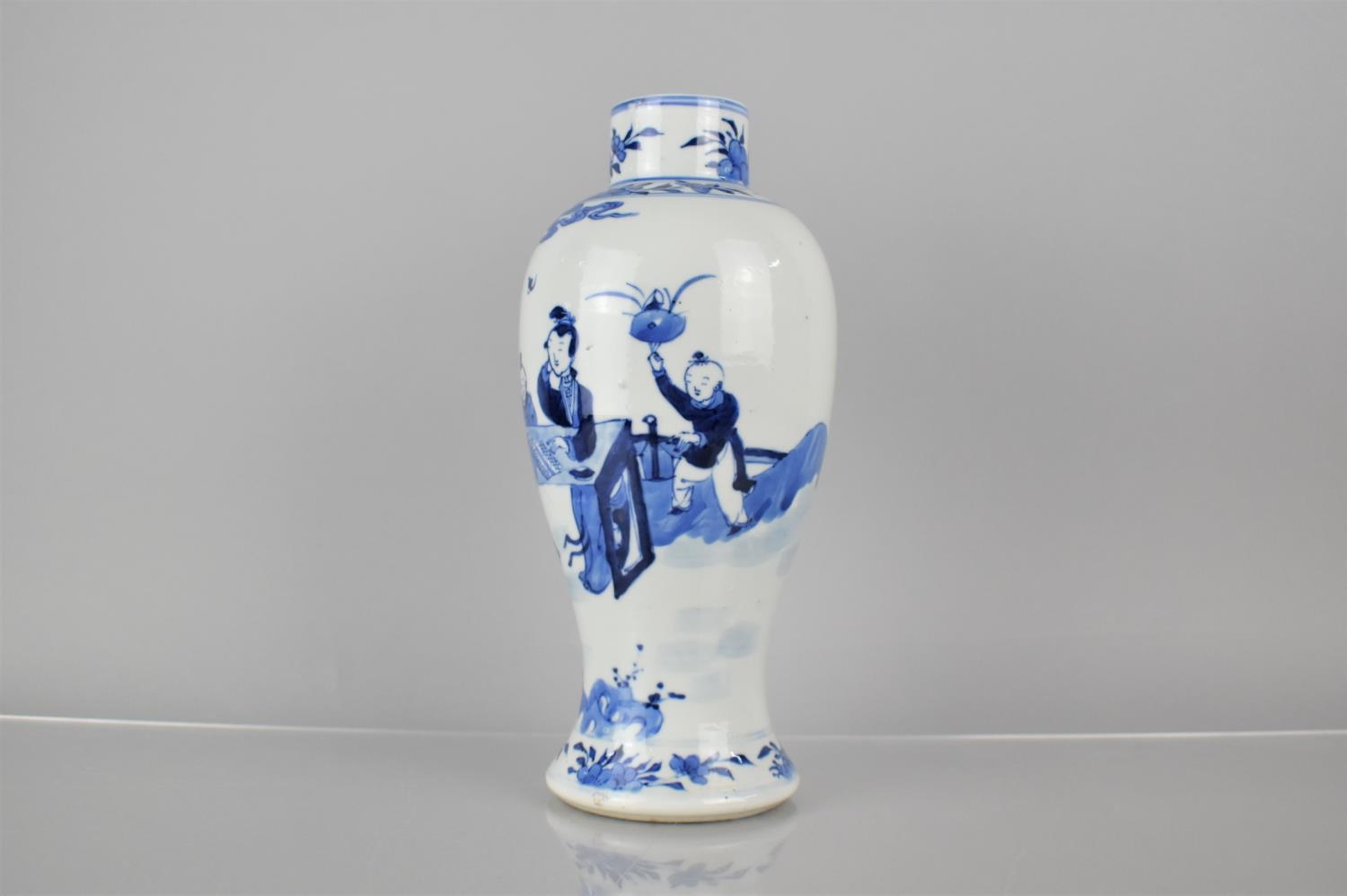 A Late 19th Century Chinese Porcelain Baluster Vase Decorated with Mother and Children in Garden - Image 3 of 6