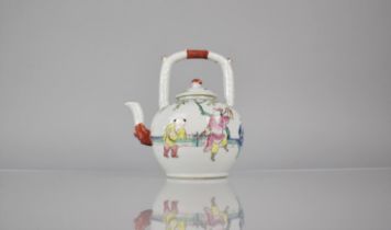 A 20th Century Chinese Porcelain Teapot with Loop Handle Decorated in the Famille Rose Palette