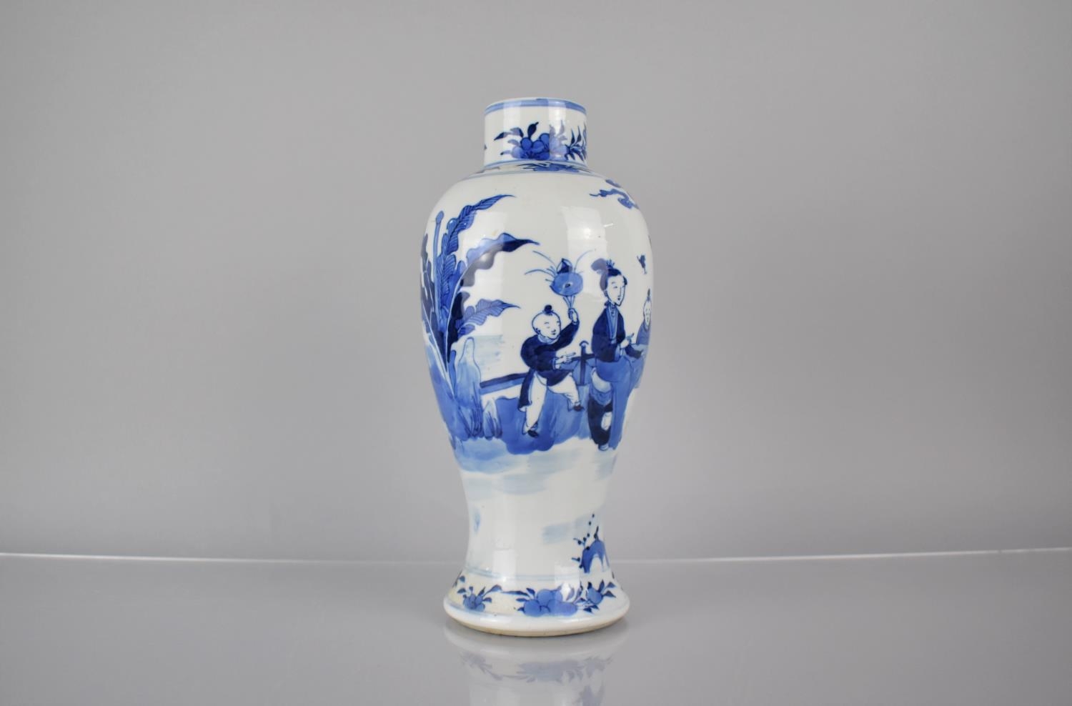A Late 19th Century Chinese Porcelain Baluster Vase Decorated with Mother and Children in Garden - Image 5 of 6