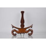 A Good Quality Chinese Hardwood Plate Stand with Carved Scrolled Design, 24cms Wide and 31.5cms High