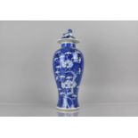 A 19th Century Chinese Porcelain Blue and White Prunus Pattern Baluster Vase and Cover, Double