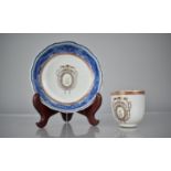An 18th Century Chinese Porcelain Export Cup and Saucer Decorated with Blue Underglaze Trim and
